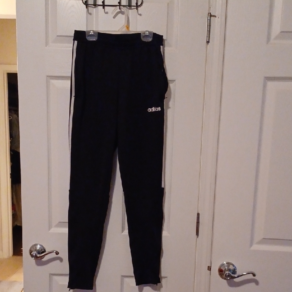 -- Adidas Kids Navy Joggers with White Logo Boy's Size Small - Picture 4 of 8